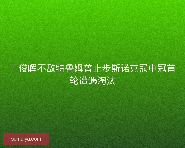 丁俊晖不敌特鲁姆普止步斯诺克冠中冠首轮遭遇淘汰