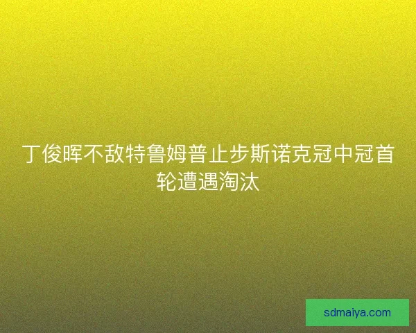 丁俊晖不敌特鲁姆普止步斯诺克冠中冠首轮遭遇淘汰